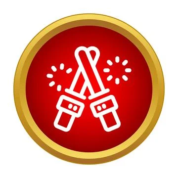 Crossing laser swords icon representing futuristic sci fi duel Stock Illustration
