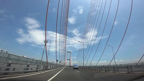 Crossing the longest bridge in Indonesia Stock Footage 143370368