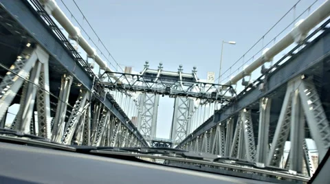 Crossing Manhattan Bridge from driver POV, driving in NYC 4K Stock Footage 52079698