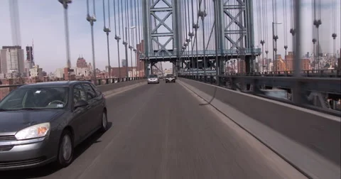 Crossing the Manhattan Bridge towards Brooklyn Stock Footage 51237375