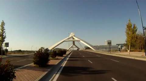 Crossing a modern bridge Stock Footage 8682228