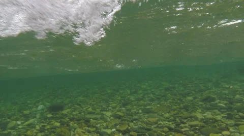 Crossing a Mountain River Stock Footage 54701909