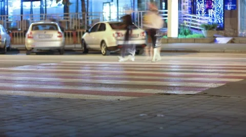 Crossing on the night streets. timelapse. Stock Footage 7767272