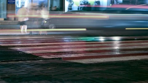 Crossing on the night streets. timelapse. Stock Footage 7767301
