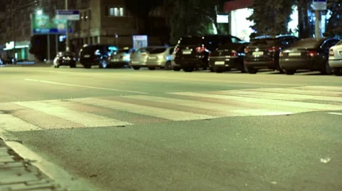 Crossing on the night streets. timelapse. Stock Footage 7767547