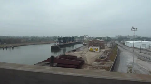 Crossing over bridge in Ninth Ward area of New Orleans - H Katrina 2005-2015 Stock Footage 52001013