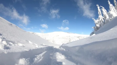 Crossing over camera while ski touring in the mountains Stock Footage 102094292