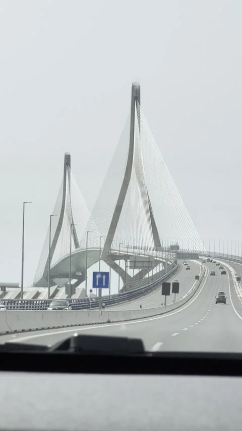 Crossing Puente de la Constitucion de 1812 into Cadiz in Spain Stock Footage 311641733
