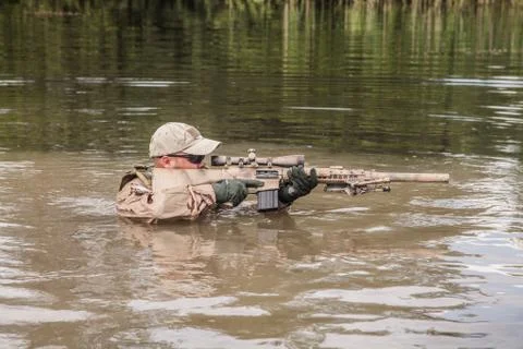 Crossing the river Foto stock