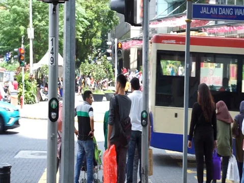 Crossing the road Stock Footage 113031343