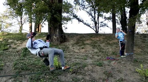 Crossing the rope fall Stock-Footage 42635124