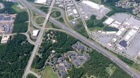 Crossing Route 421 And Trees Covered Landscape Stock Footage 160942549