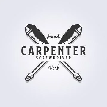 Crossing screwdriver logo vector illustration design for carpentry Stock Illustration