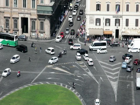 Crossing of a square with traffic Stock Footage 74501845
