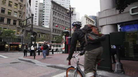 Crossing the street in San Francisco Stock Footage
