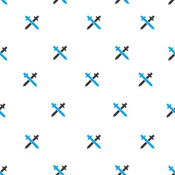Crossing Swords Flat Vector Seamless Pattern Stock Illustration