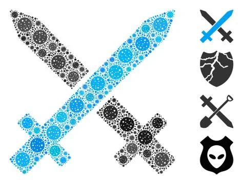 Crossing Swords Mosaic of CoronaVirus Elements Stock Illustration