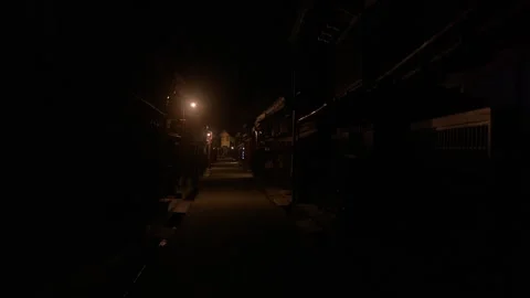 Crossing through an old townscape Stock Footage 331075739