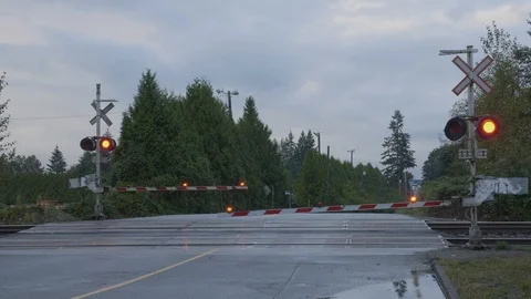 Crossing train. Passenger train crossing. 4K 库存影片 116045310