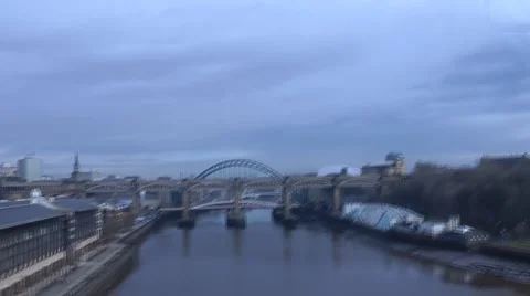 Crossing Tyne by train view from window Stock Footage 1102499