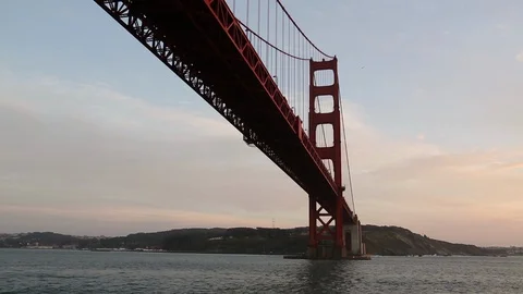 Crossing Under the Golden Gate Bridge during Evening Stock Footage 89174972
