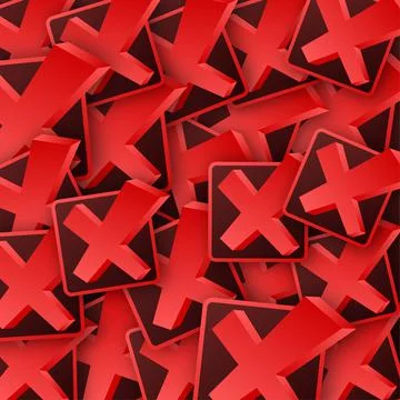 Crossmark sticker pattern. Red rejected pattern on white background. Vector Illustrazione stock