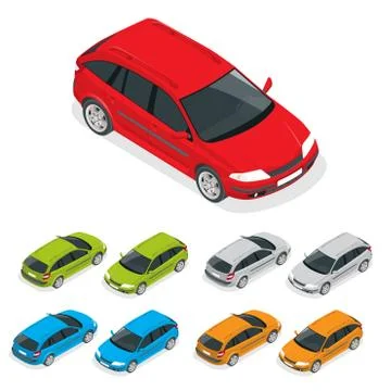Crossover car isolated on white. Flat 3d isometric illustration. Stock Illustration
