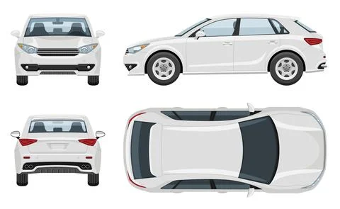 Crossover car vector template. Vehicle branding mockup side, front, back, top Stock Illustration