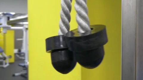 Crossover pulldown exercise Stock Footage 75814069