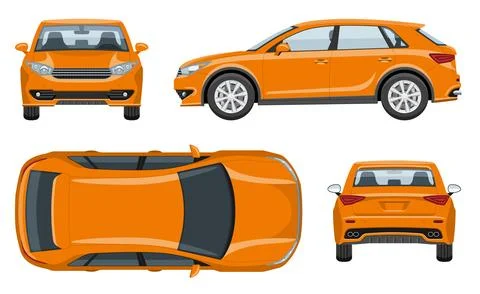 Crossover SUV vector template side, front, back top view Stock Illustration