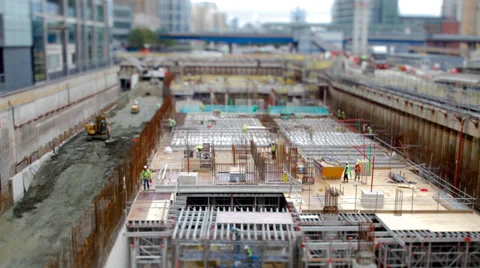 Crossrail Construction site, Canary Wharf, London Stock Footage