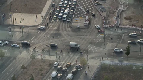 Crossroad in Berlin with lots of Traffic Stock Footage 101430718