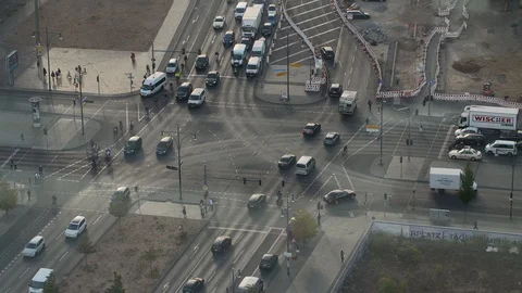 Crossroad in Berlin with lots of Traffic Stock Footage 101430794