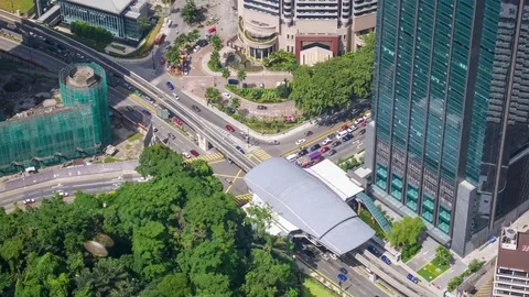 Crossroad in the centre of Kuala Lumpur Stock Footage 79089730