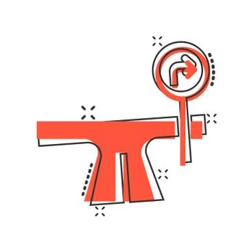 Crossroad icon in comic style. Road direction navigation cartoon vector illus Stock Illustration