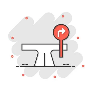 Crossroad icon in comic style. Road direction navigation cartoon vector illus Stock Illustration