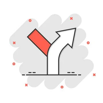 Crossroad icon in comic style. Road direction navigation cartoon vector illus Stock Illustration