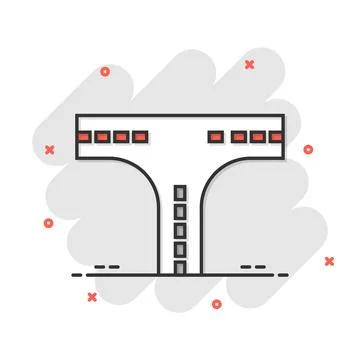 Crossroad icon in comic style. Road direction navigation cartoon vector illus Stock Illustration