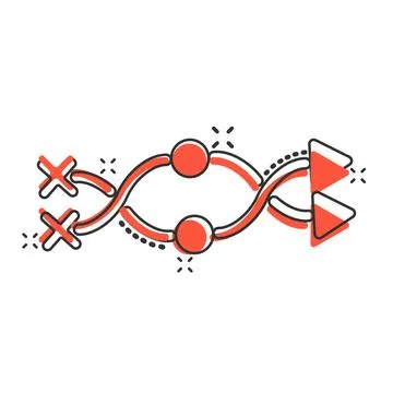 Crossroad icon in comic style. Road direction navigation cartoon vector ill.. Stock Illustration