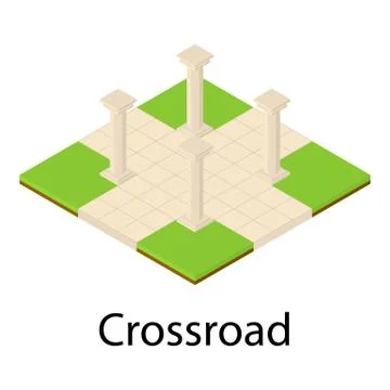 Crossroad icon, isometric style Illustrazione stock
