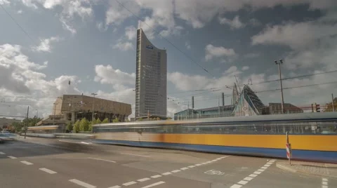 Crossroad Motion Timelapse Leipzig Germany 4K Stock Footage 50285275