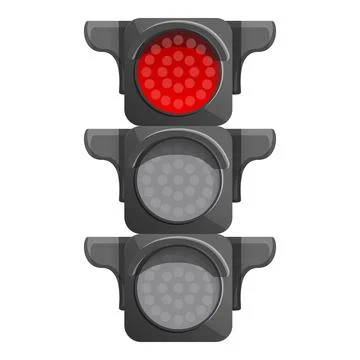Crossroad semaphore red light icon, cartoon style Stock Illustration