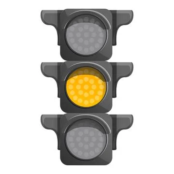 Crossroad semaphore yellow light icon, cartoon style Stock Illustration