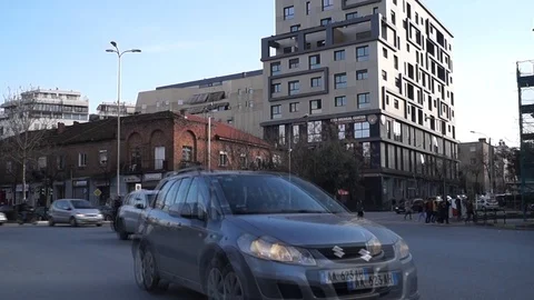 Crossroad in Tirana  Stock Footage 102057437