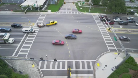 CrossroadElevated view of intersection traffic. Stock Footage 346424561