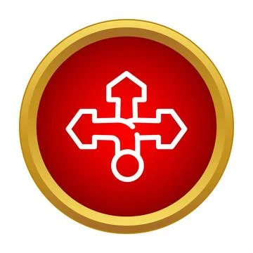 Crossroads arrow icon showing multiple directions Illustrazione stock
