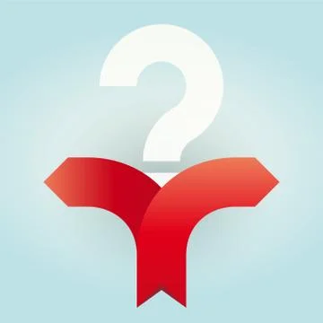 Crossroads of arrows with a question mark as a decision Illustrazione stock