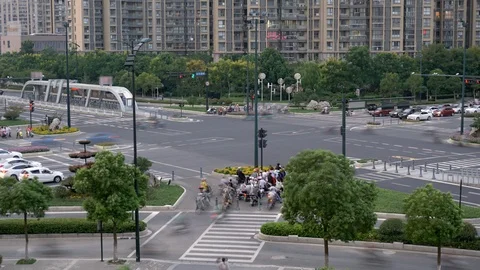 Crossroads in the city. Time lapse Stock Footage 97849207
