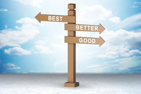 Crossroads concept with good better and best Stock Illustration