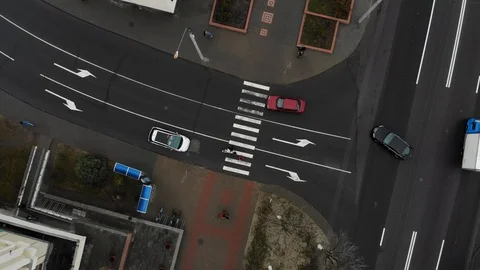 Crossroads  drone shot, air, fly, cars Stock Footage